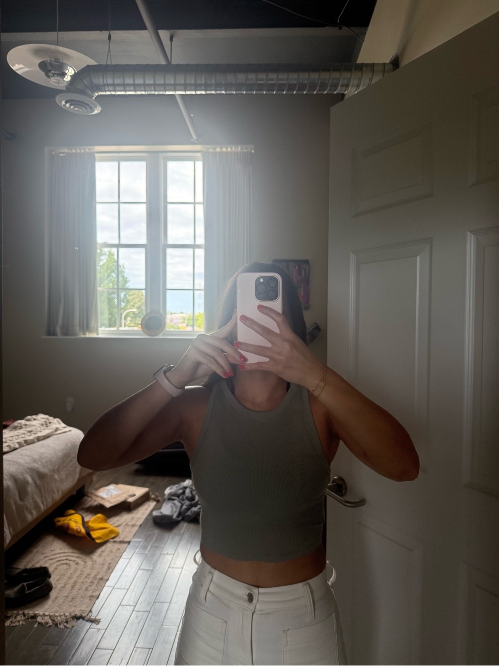 Zara Olive Green Ribbed Crop Tank Top